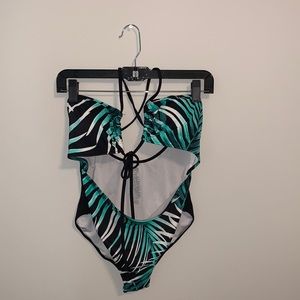 PINK Tropical Cutout Swimsuit